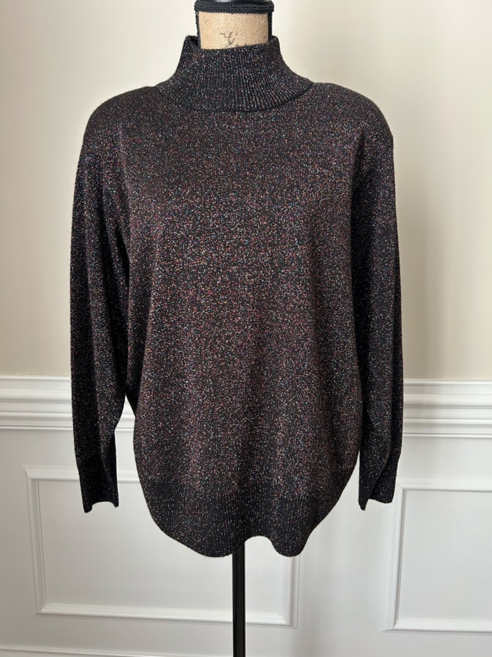 dressbarn Black Metallic Sparkle Sweater